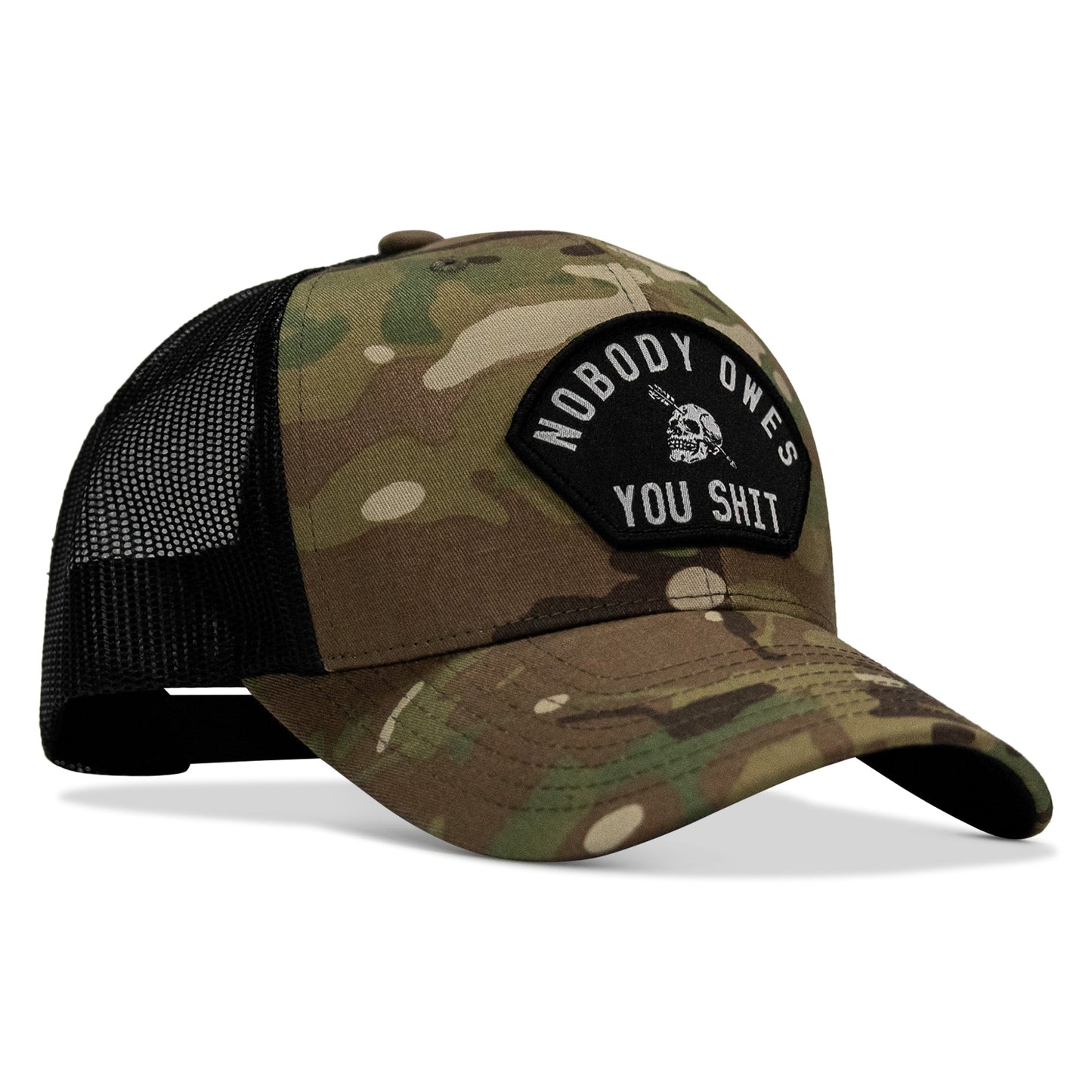 Nobody Owes You Shit Arched Skull Patch Snapback