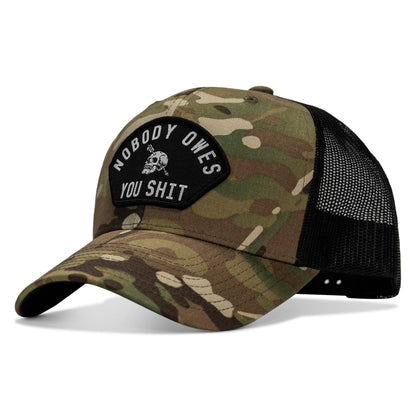 Nobody Owes You Shit Arched Skull Patch Snapback