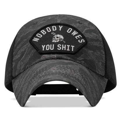 Nobody Owes You Shit Arched Patch Tactical Ripstop Mesh Snapback Hat