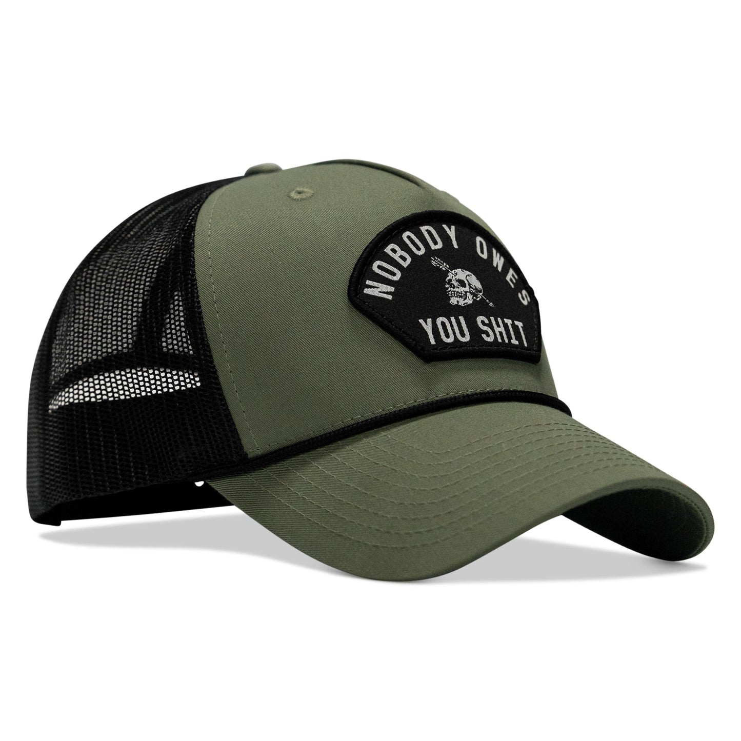 Nobody Owes You Shit Skull Arched Patch Rope Snapback