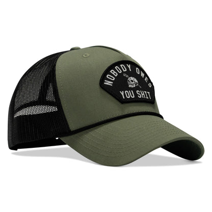 Nobody Owes You Shit Skull Arched Patch Rope Snapback