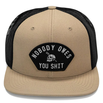Nobody Owes Your Shit Arched Patch Flatbill SnapBack Hat