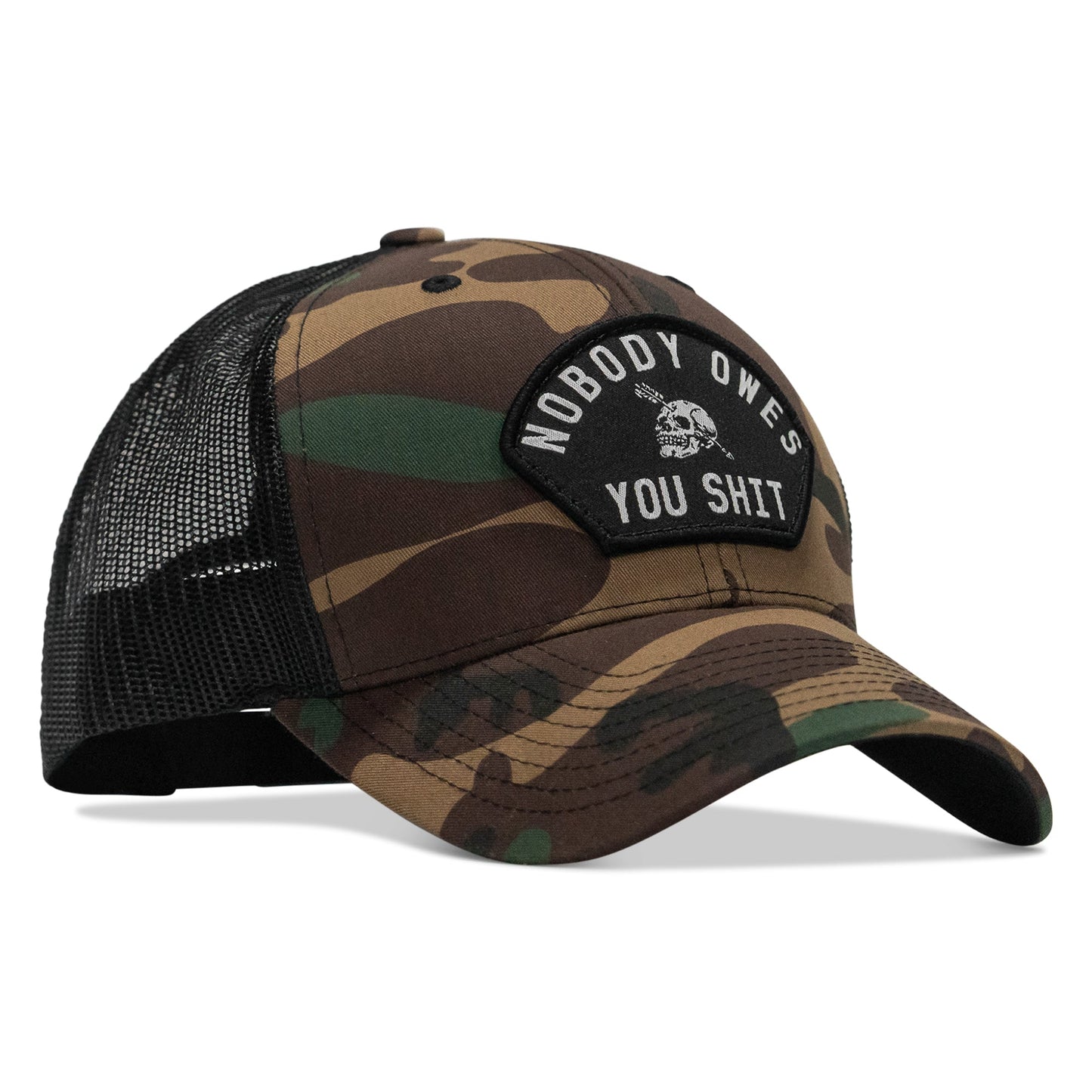Nobody Owes You Shit Arched Skull Patch Snapback