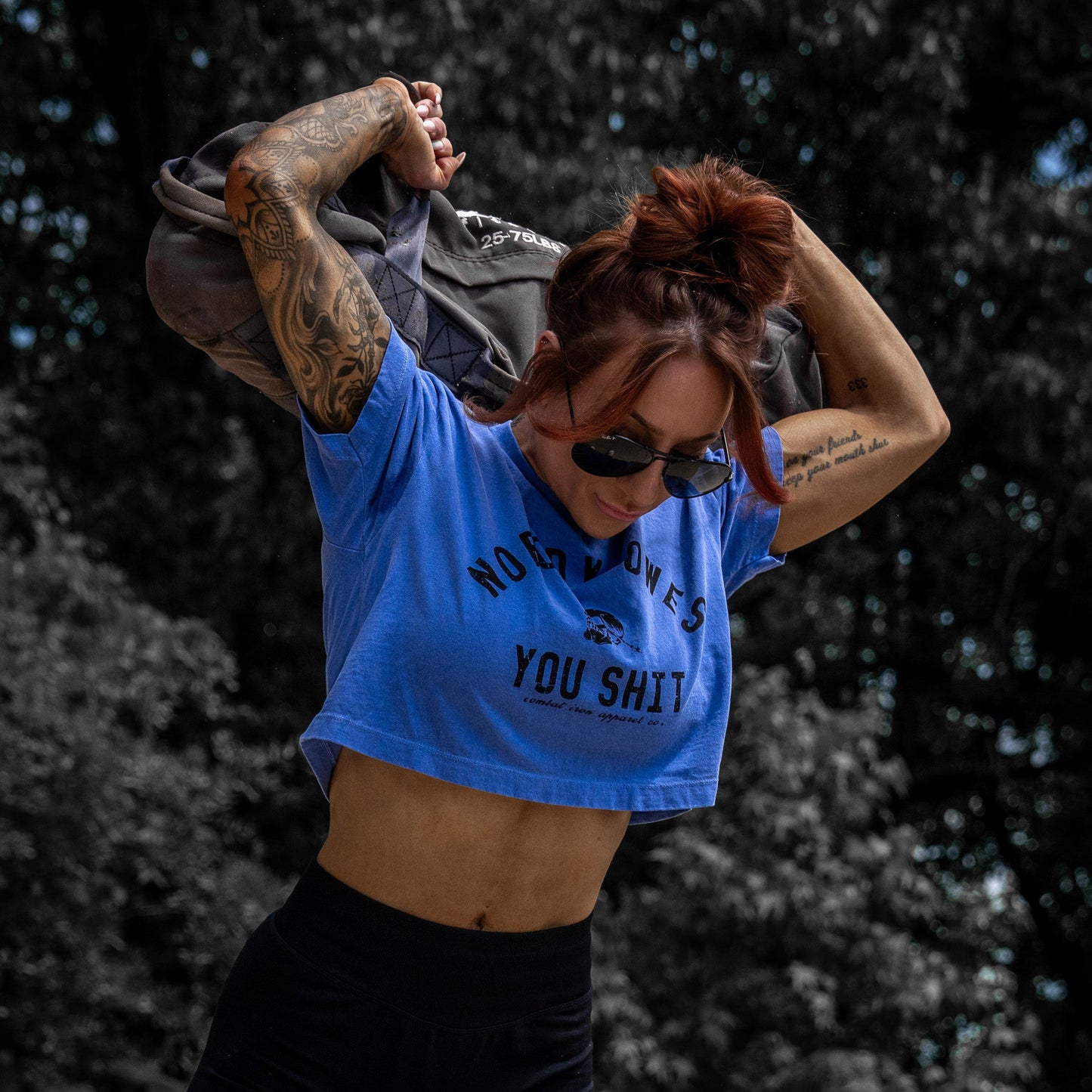 Nobody Owes You Shit Skull Women's Crop Heavyweight Tee