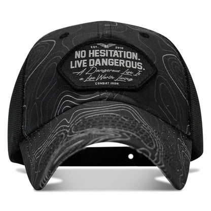 No Hesitation. Live Dangerous Patch Tactical Ripstop Mesh Snapback Hat
