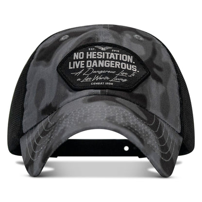 No Hesitation. Live Dangerous Patch Tactical Ripstop Mesh Snapback Hat