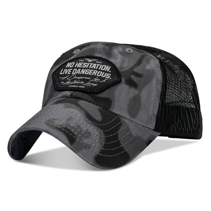 No Hesitation. Live Dangerous Patch Tactical Ripstop Mesh Snapback Hat