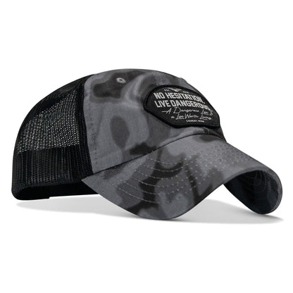 No Hesitation. Live Dangerous Patch Tactical Ripstop Mesh Snapback Hat