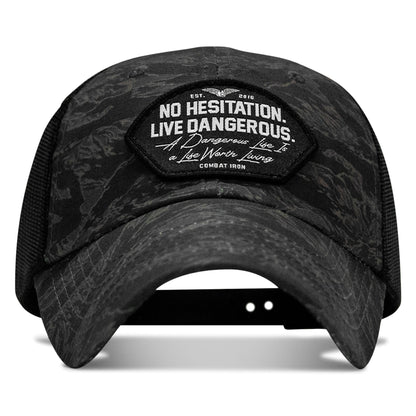 No Hesitation. Live Dangerous Patch Tactical Ripstop Mesh Snapback Hat