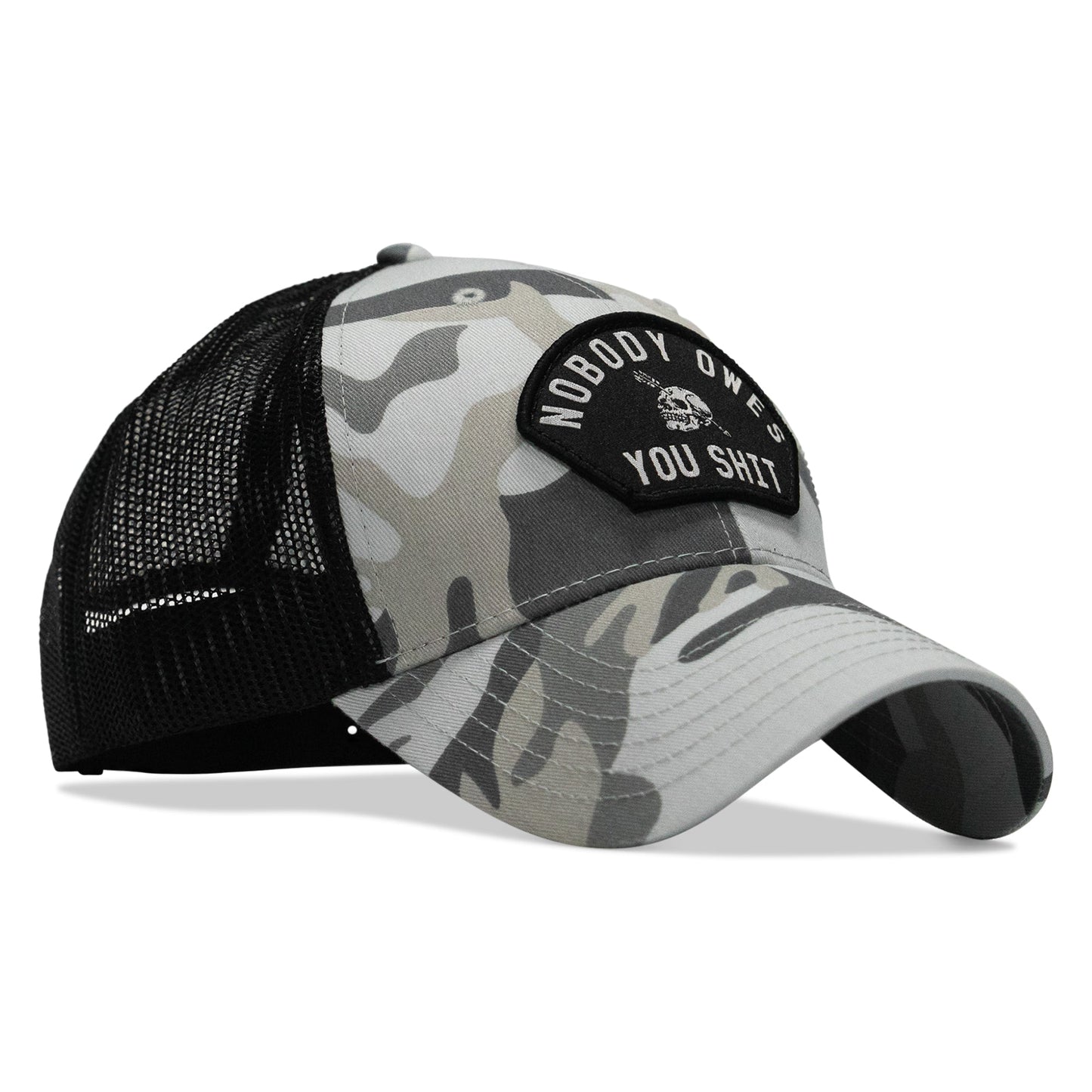 Nobody Owes You Shit Arched Skull Patch Snapback