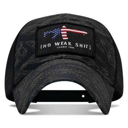 No Weak Shit American Flag Rifle Patch Tactical Ripstop Mesh Snapback Hat