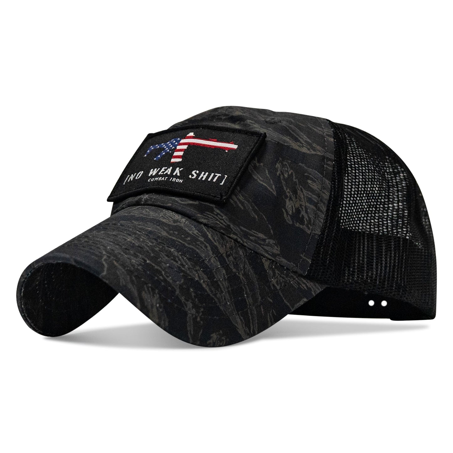No Weak Shit American Flag Rifle Patch Tactical Ripstop Mesh Snapback Hat