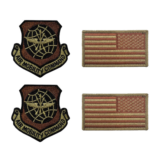 US Air Force Air Mobility Command OCP Spice Brown Patch and Flag Bundle