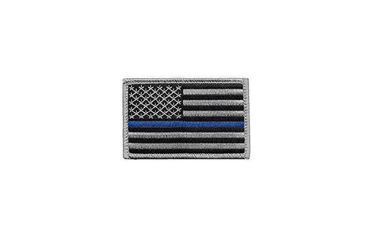 Tactical Police/Law Enforcement Blue Line U.S. Flag With Hook Fastener