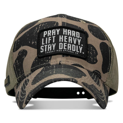 Pray Hard. Lift Heavy. Stay Deadly. Patch Original Ripstop Snapback Hat