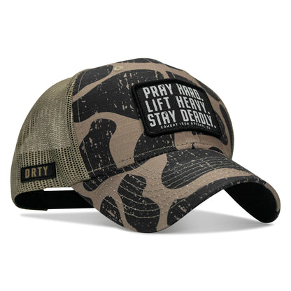 Pray Hard. Lift Heavy. Stay Deadly. Patch Original Ripstop Snapback Hat