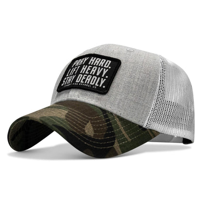 Pray Hard. Lift Heavy. Stay Deadly. Patch Original Ripstop Snapback Hat