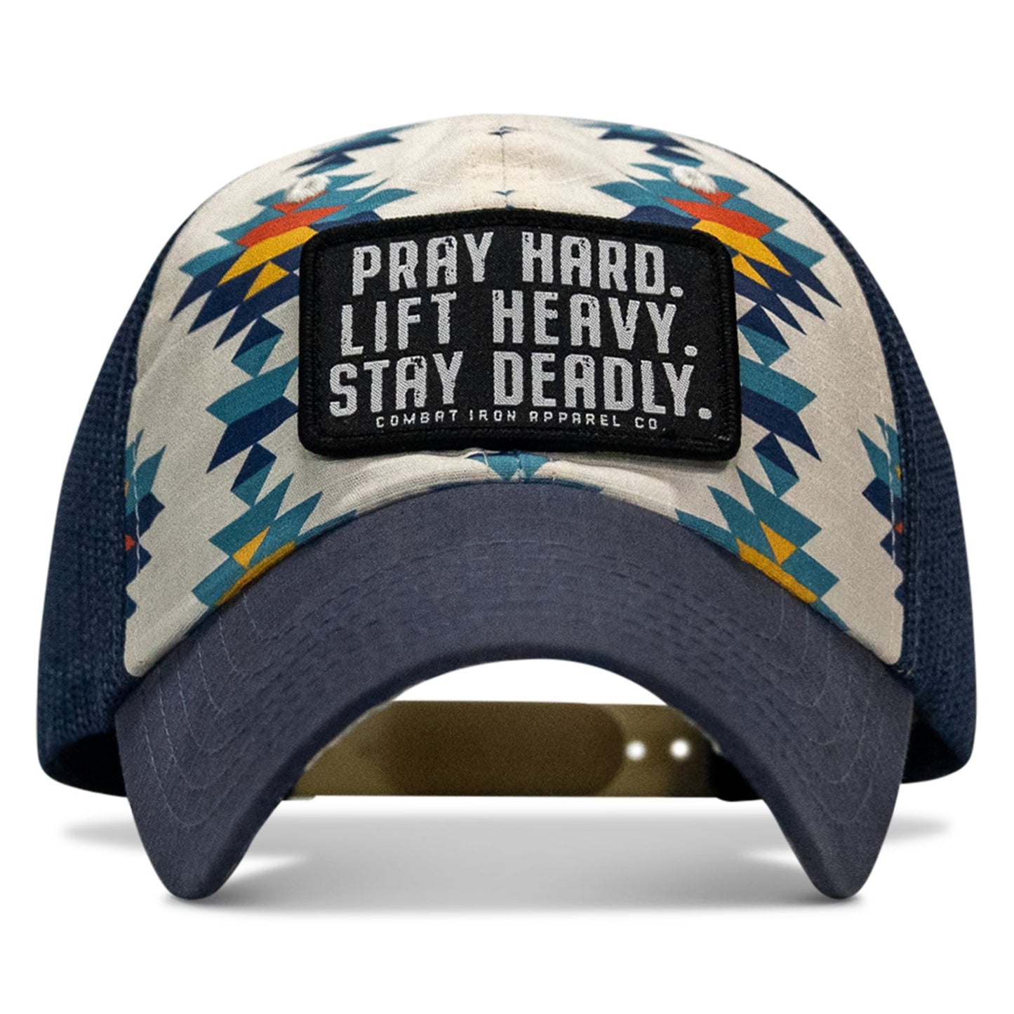 Pray Hard. Lift Heavy. Stay Deadly. Patch Tactical Ripstop Mesh Snapback Hat