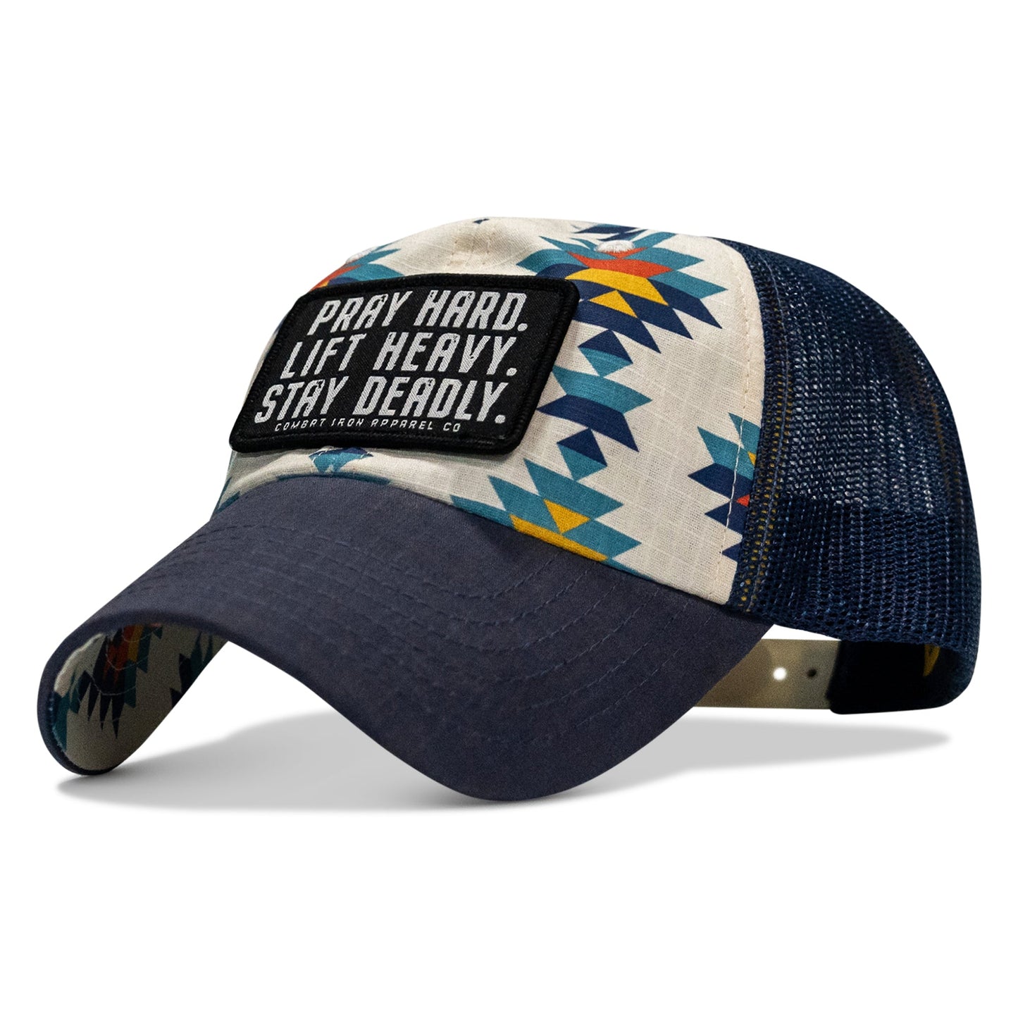 Pray Hard. Lift Heavy. Stay Deadly. Patch Tactical Ripstop Mesh Snapback Hat