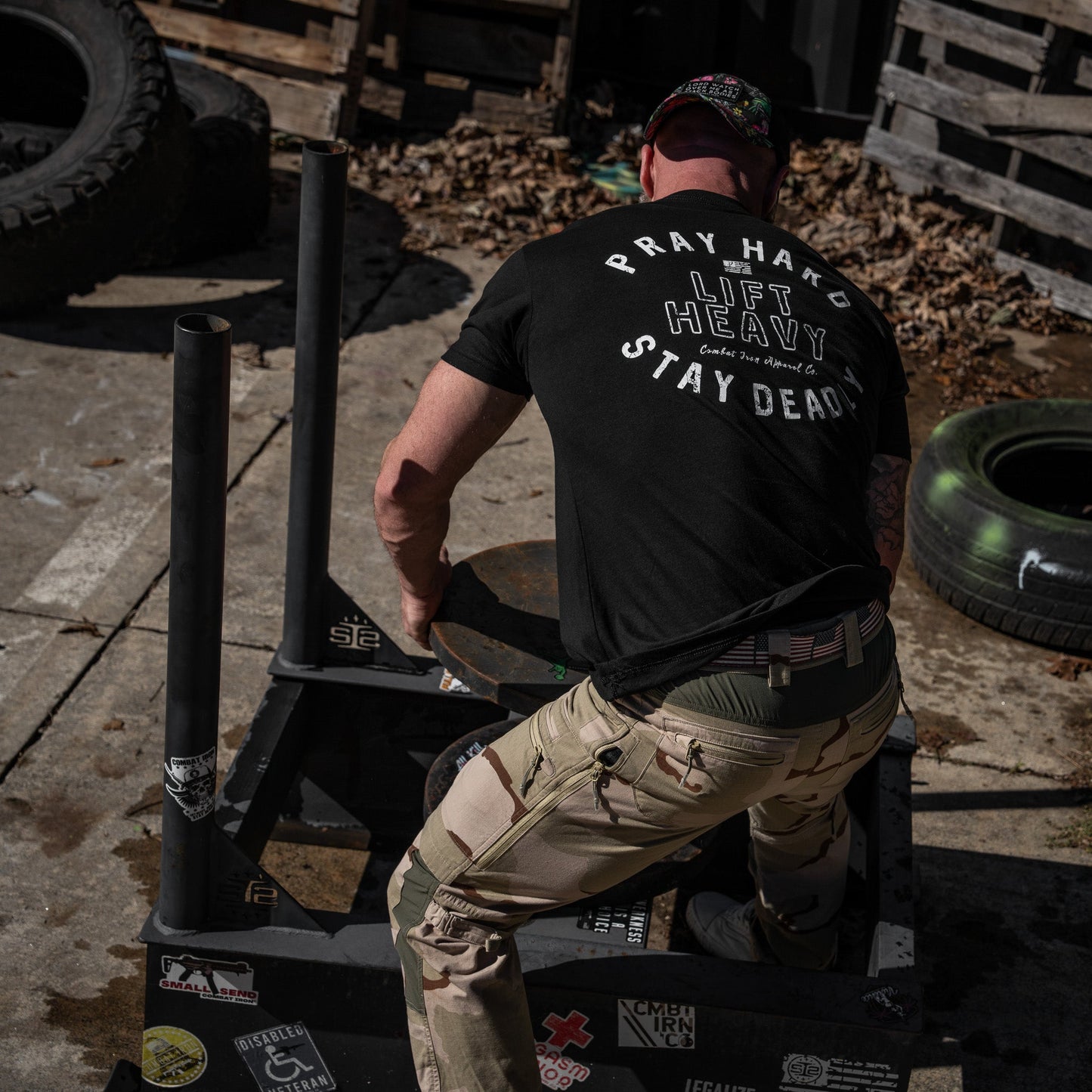 Pray Hard. Lift Heavy. Stay Deadly. Men's T-Shirt