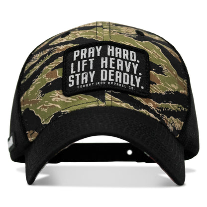Pray Hard. Lift Heavy. Stay Deadly. Patch Original Ripstop Snapback Hat
