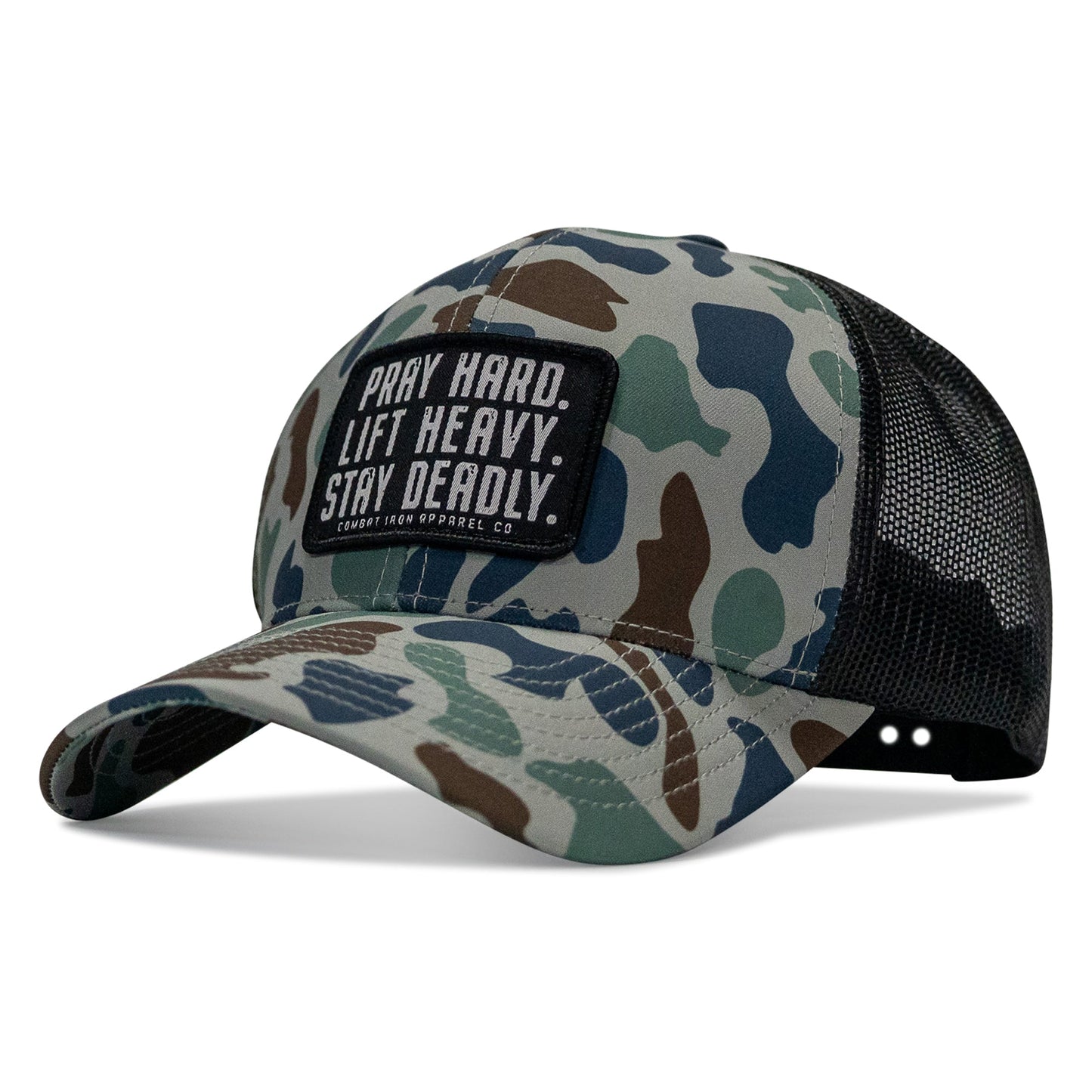 Pray Hard. Lift Heavy. Stay Deadly. Patch Snapback