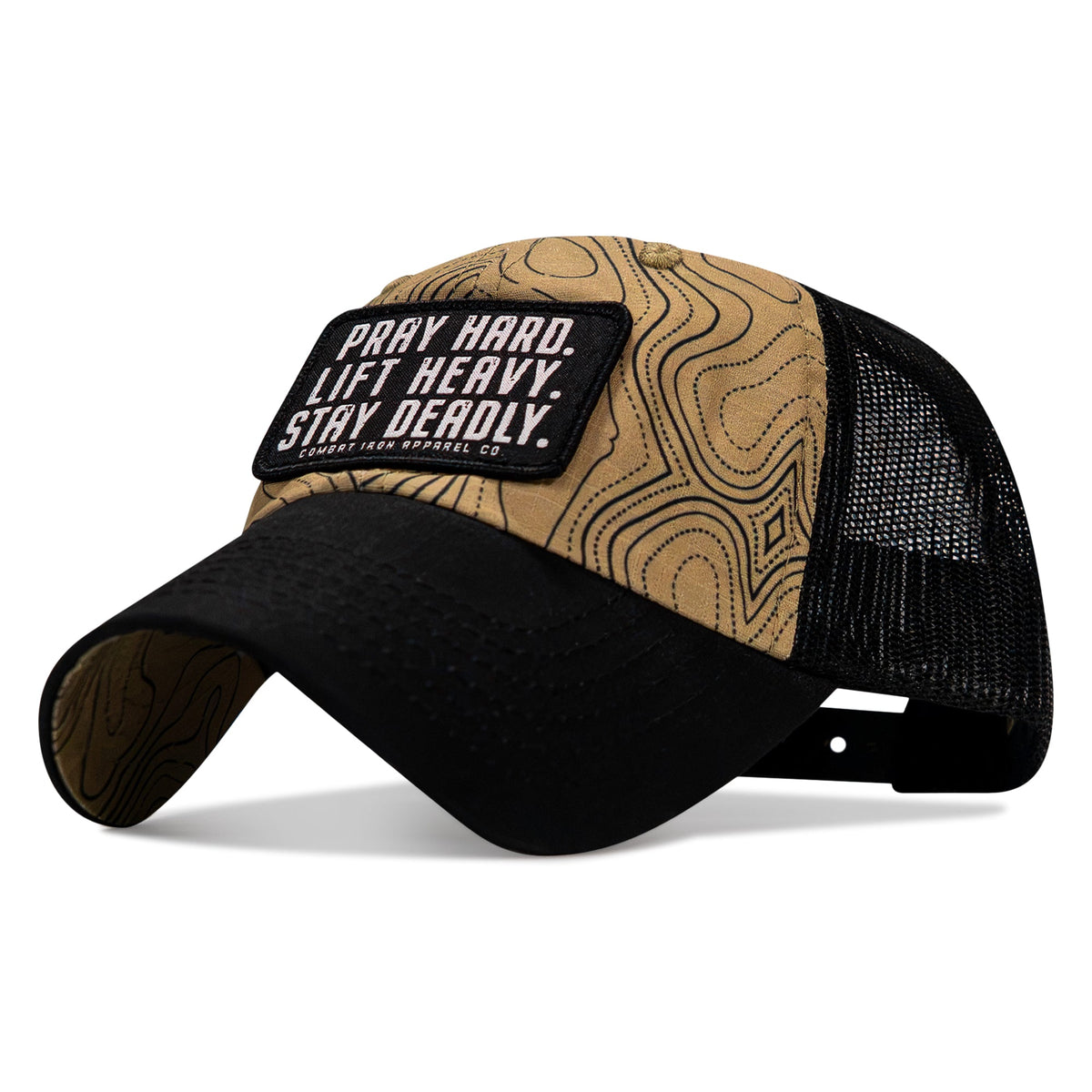 Pray Hard. Lift Heavy. Stay Deadly. Patch Tactical Ripstop Mesh Snapback Hat