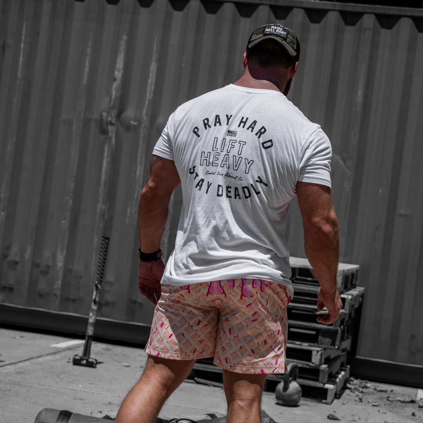Pray Hard. Lift Heavy. Stay Deadly. Men's T-Shirt