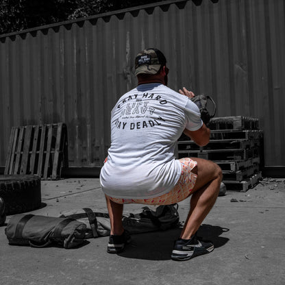 Pray Hard. Lift Heavy. Stay Deadly. Men's T-Shirt