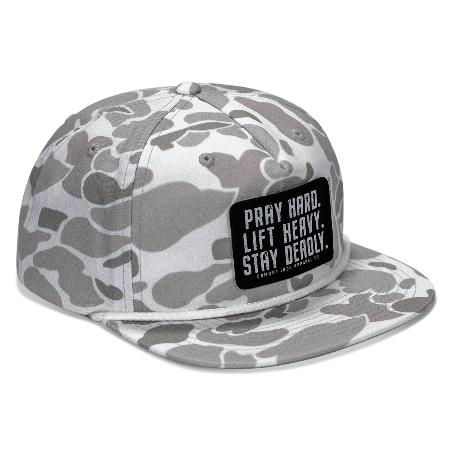 Pray Hard. Lift Heavy. Stay Deadly Patch Flatbill Hat