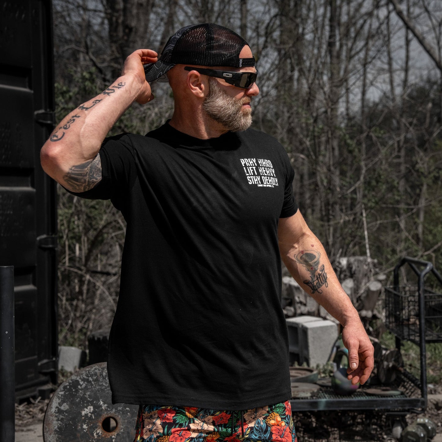Pray Hard. Lift Heavy. Stay Deadly. V2 Men's T-Shirt