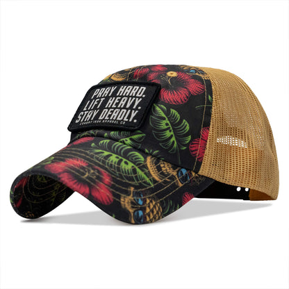 Pray Hard. Lift Heavy. Stay Deadly. Patch Tactical Ripstop Mesh Snapback Hat