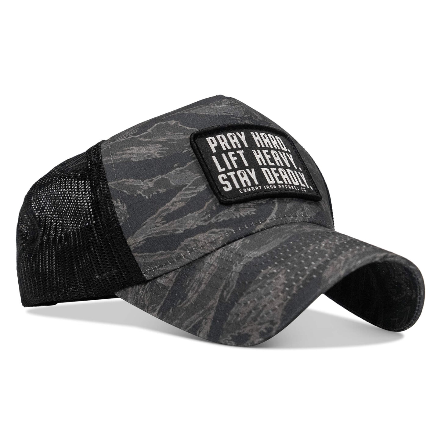 Pray Hard. Lift Heavy. Stay Deadly. Patch Five Panel Breacher Snapback Hat