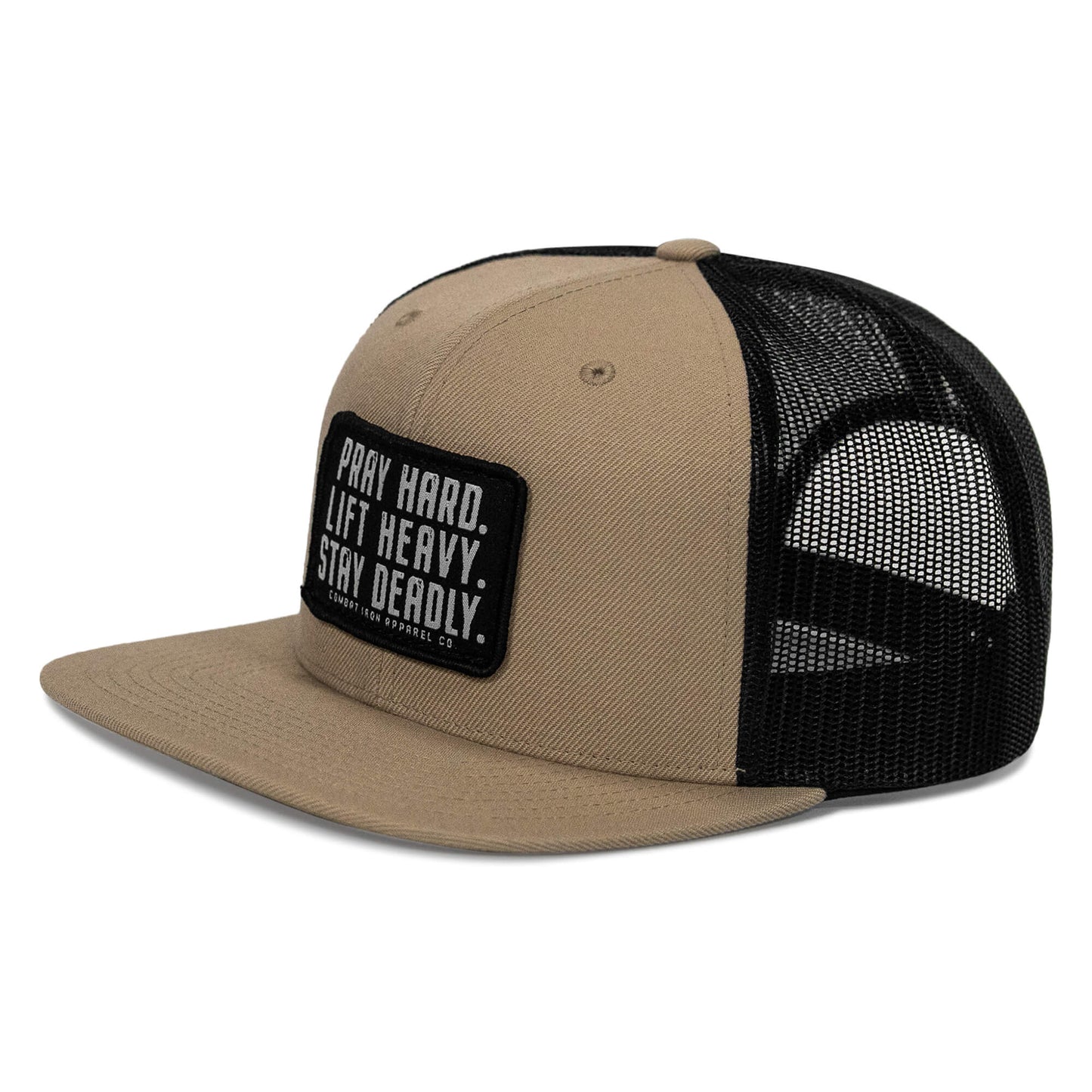 Pray Hard. Lift Heavy. Stay Deadly. Flat Bill SnapBack Hat