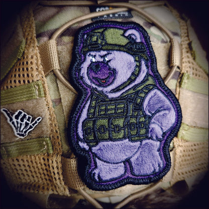 Operation Over It Bear - IDFC BEARS - 4" Fuzzy Embroidered Patch - Purple