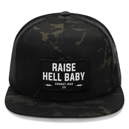 Raise Hell Baby Patch. Flatbill Hat