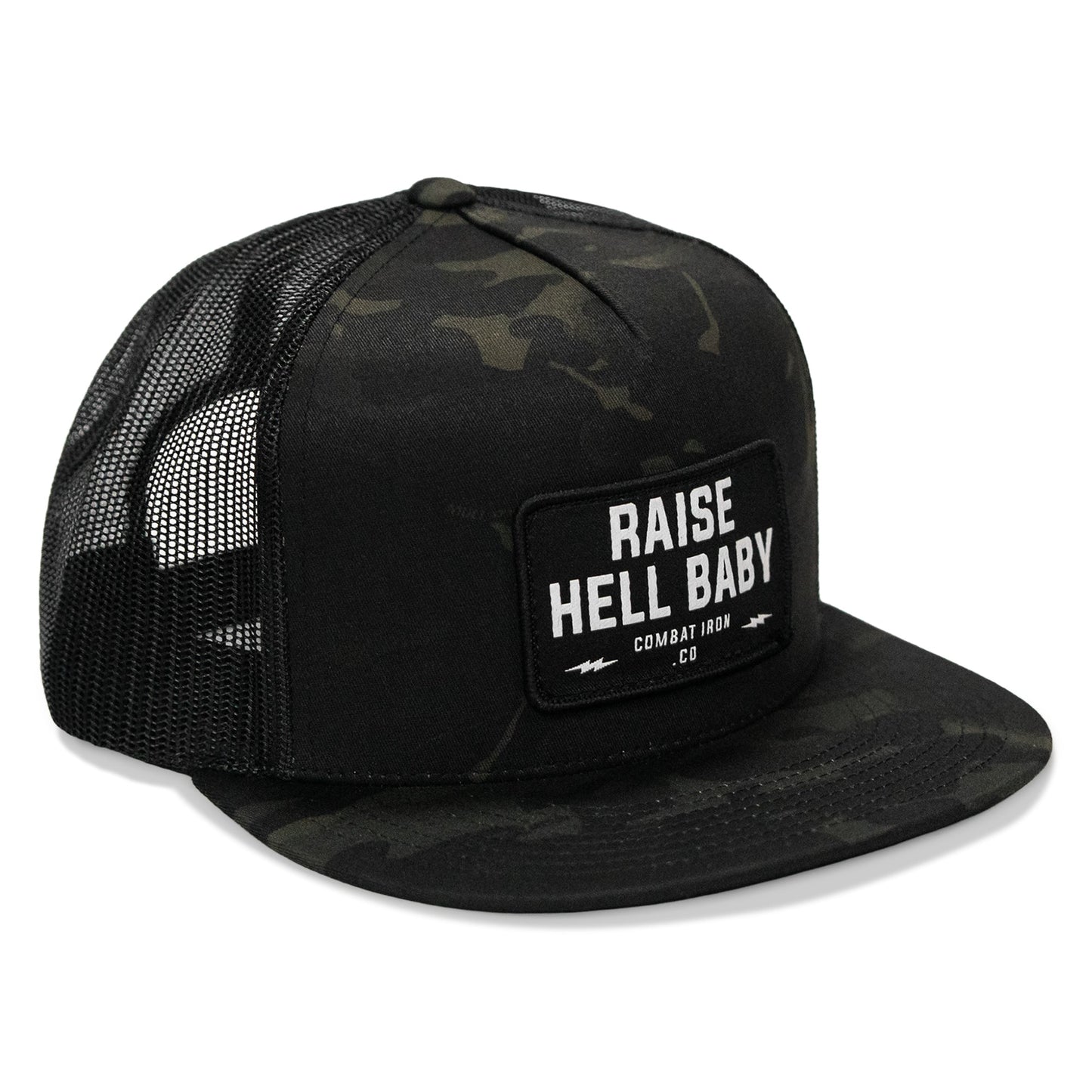Raise Hell Baby Patch. Flatbill Hat