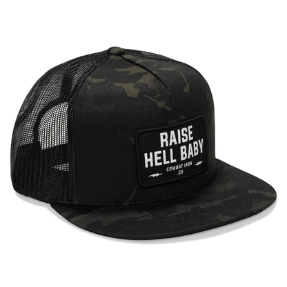 Raise Hell Baby Patch. Flatbill Hat