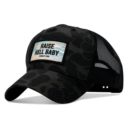 Raise Hell Baby Sunset Patch Snapback Hat