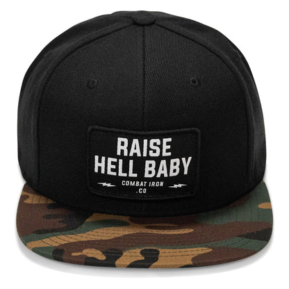 Raise Hell Baby Patch. Flatbill Hat