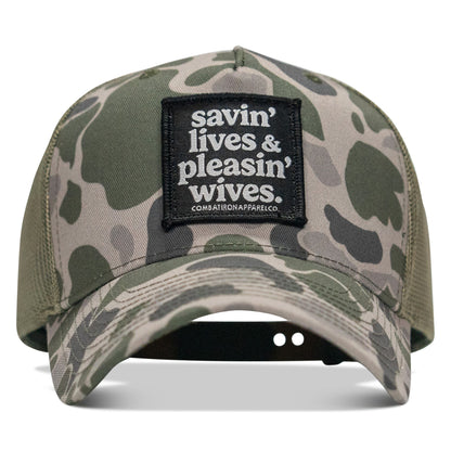 SAVIN' LIVES & PLEASIN' WIVES Patch SnapBack Hat