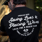 Load image into Gallery viewer, Saving Lives &amp; Pleasing Wives Fire &amp; Rescue Club Men&#39;s T-Shirt
