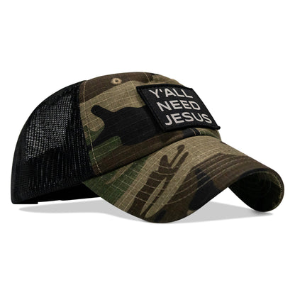 Y'all Need Jesus Patch Tactical Ripstop Mesh Snapback Hat