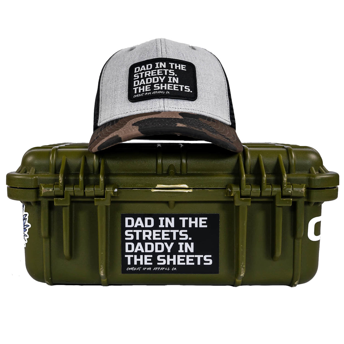 Dad In The Streets. Daddy In The Sheets. Black Patch Snapback Hat