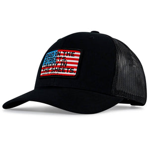 Dad In The Streets. Daddy In The Sheets. American Flag Patch Snapback Hat