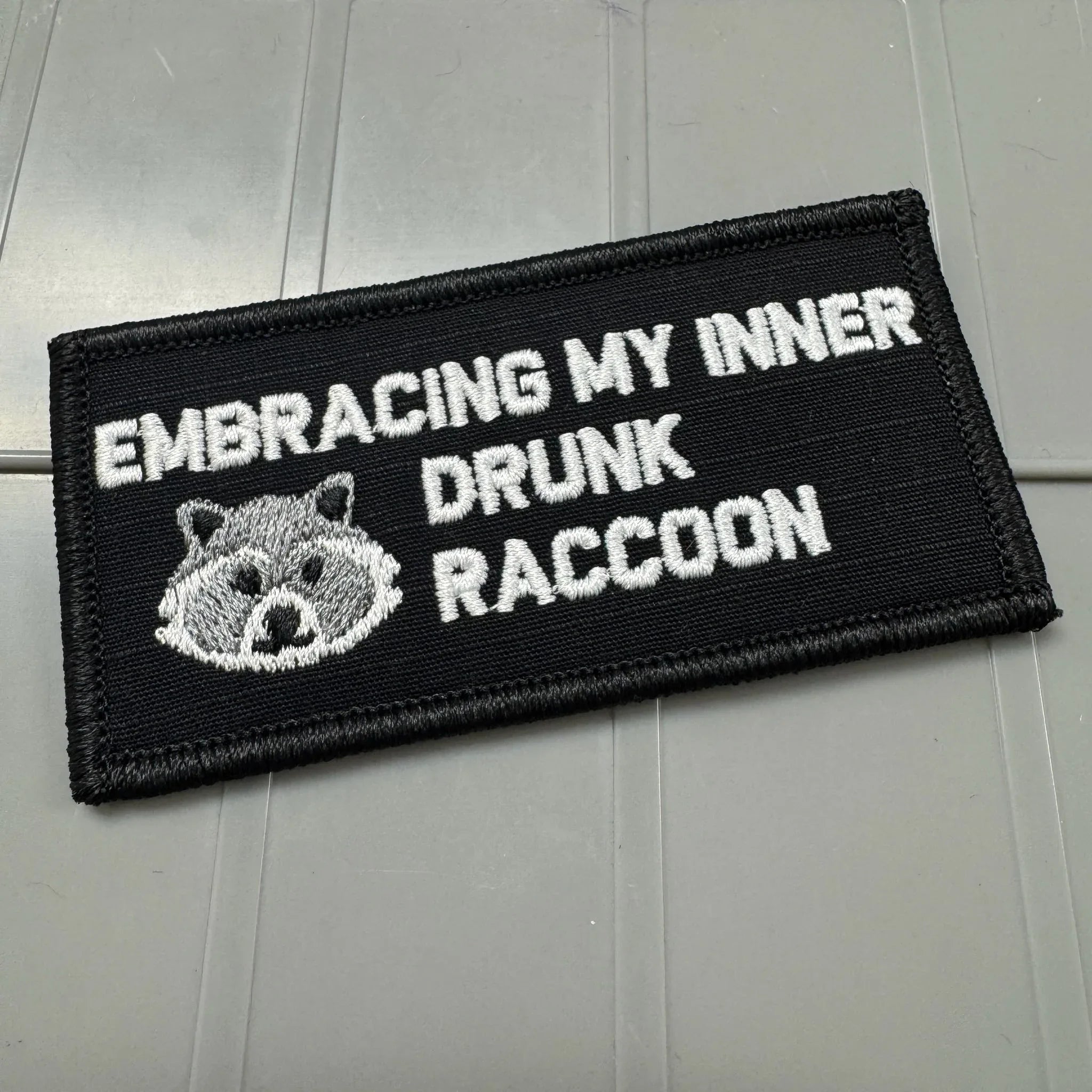 As Seen on Socials - Embracing My Inner Drunk Raccoon - 2x4 Patch - Bl ...