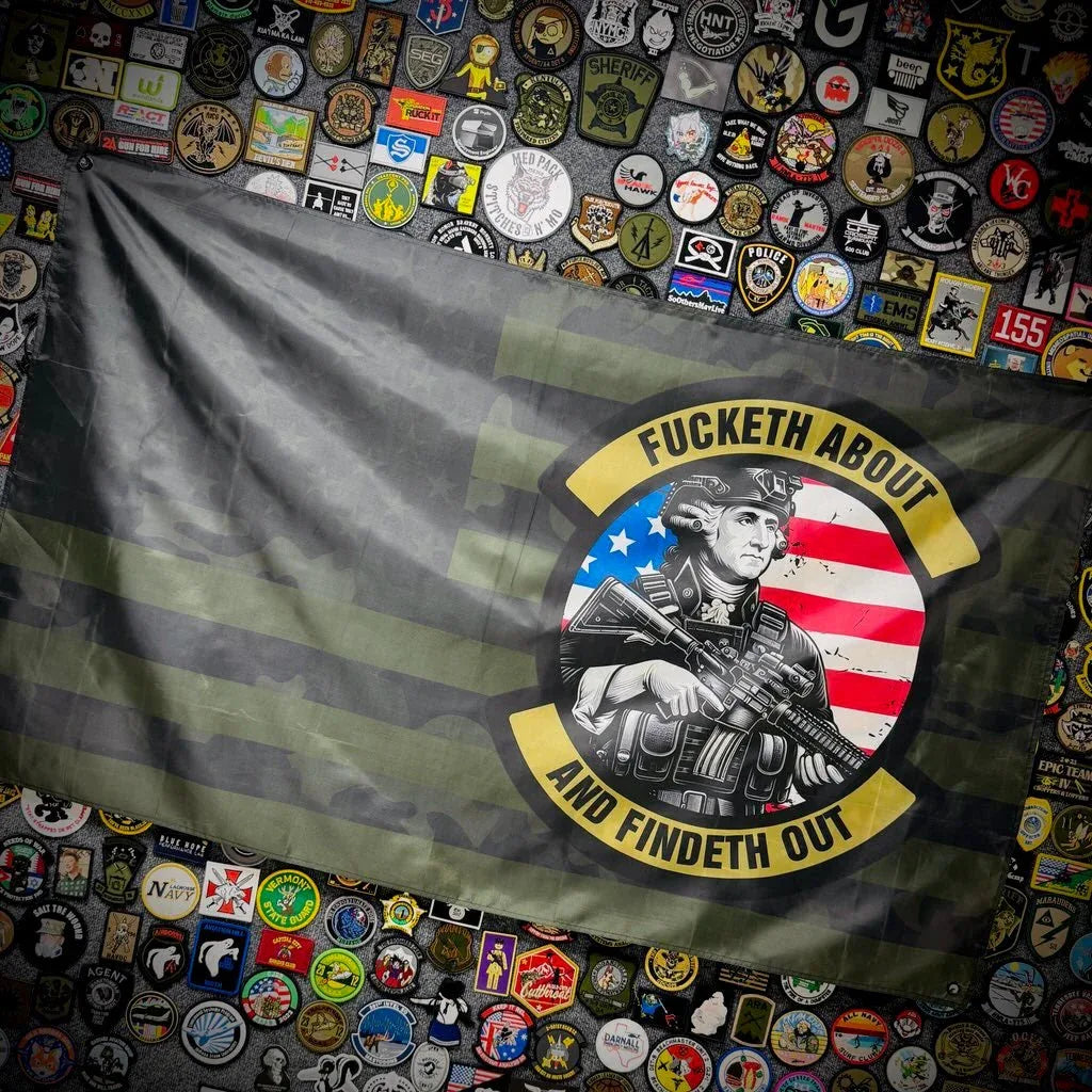 Fucketh About And Findeth Out / US Flag - 3'x5' - TGJ Wall Banner