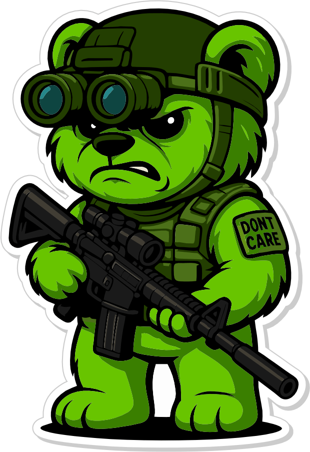 Night-Ops Bear - IDFC BEARS - 3.75" Sticker - Green