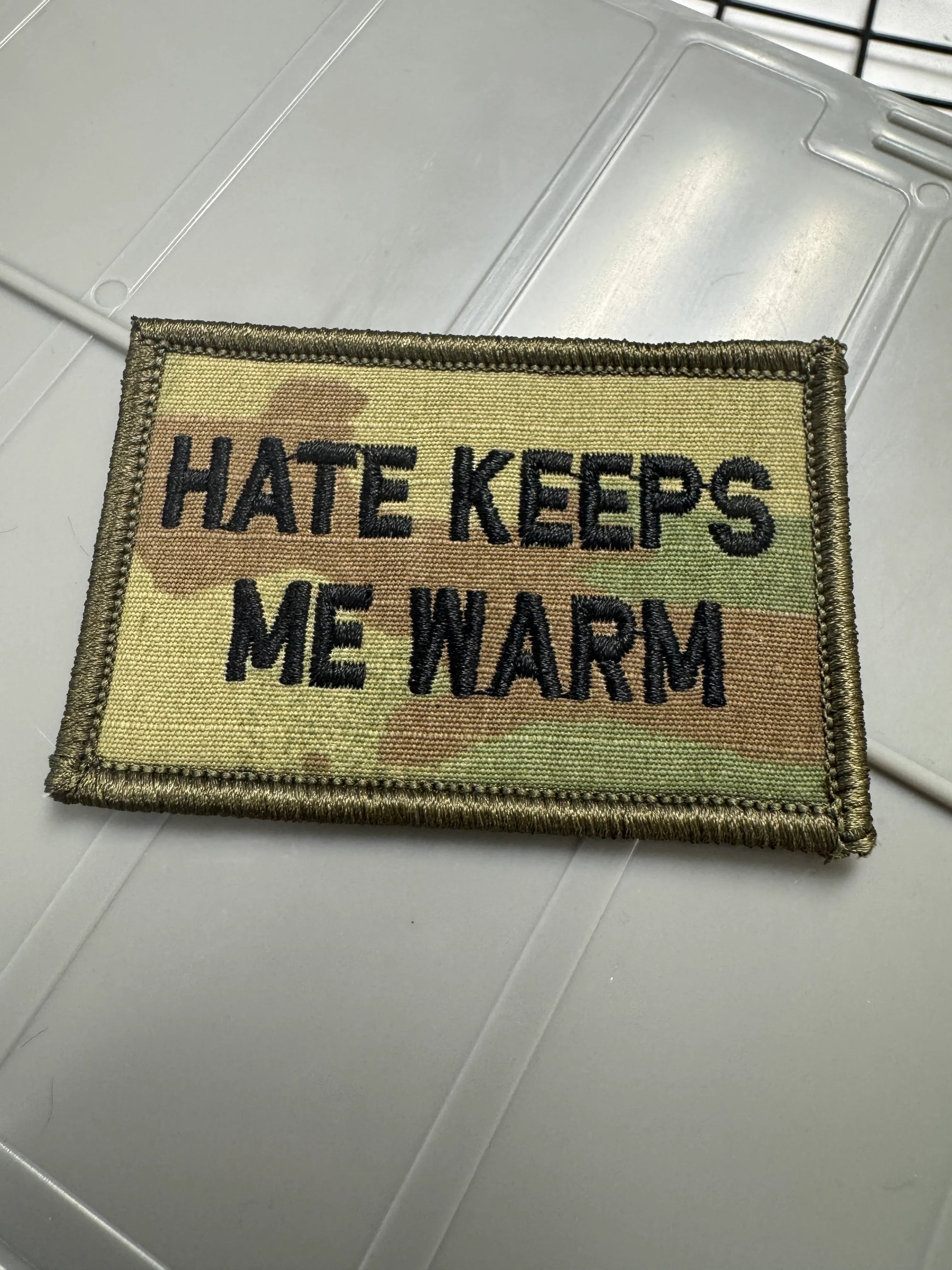 As Seen on Socials - Hate Keeps Me Warm - 2x3 Patch - Multicam w/Black ...