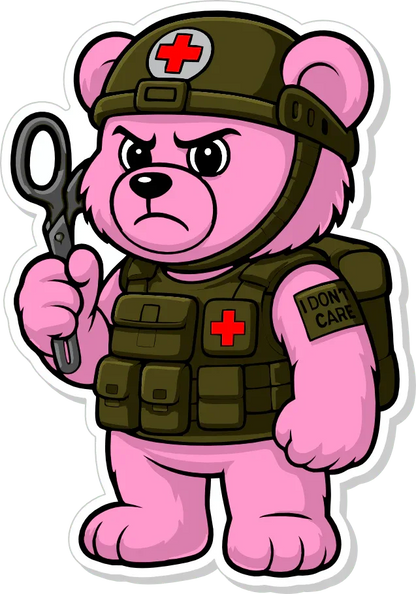 Dead Inside Bear - IDFC BEARS  - 3.75" Sticker - Pink